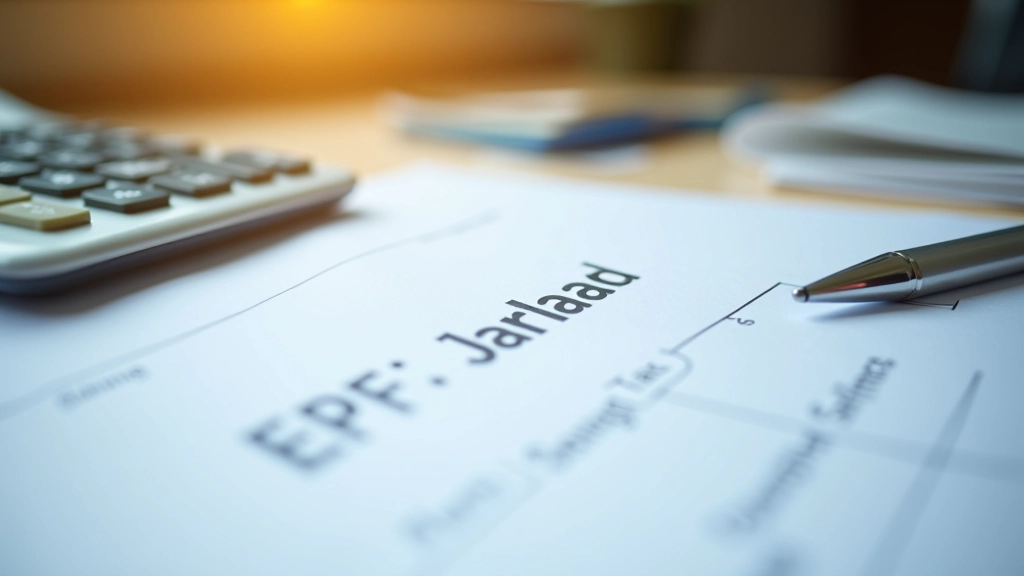 EPF i-Saraan savings plan document with pension contribution forms and calculator