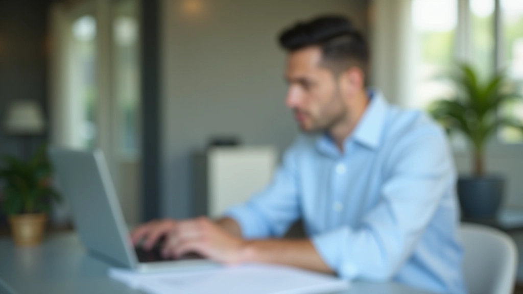 Person reviewing tax documents and quarterly statements at home office desk